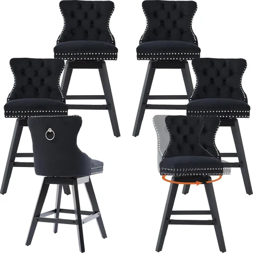 Miniatura 14 de Juego de 2 taburetes de bar giratorios modernos, taburetes de bar de 26.6 pulgadas de altura de mostrador beige con respaldo para isla de cocina