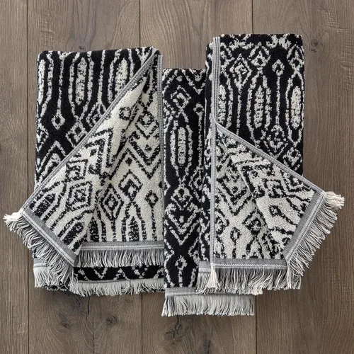 Miniatura 4 de SKL Home Nador Jacquard - Toalla de baño, color negro