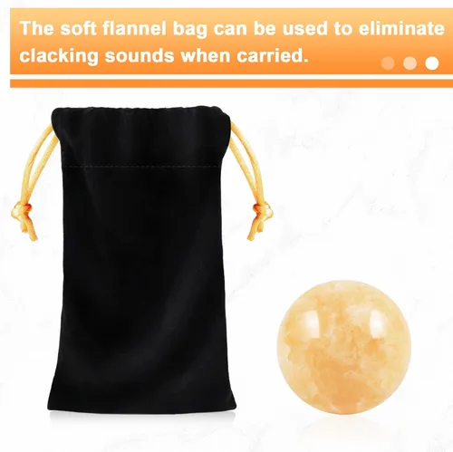 Miniatura 6 de Learay 2 bolas de obsidiana negra Baoding, bolas de masaje de ejercicio de salud chinas con bolsa de transporte para aliviar el estrés, bolas