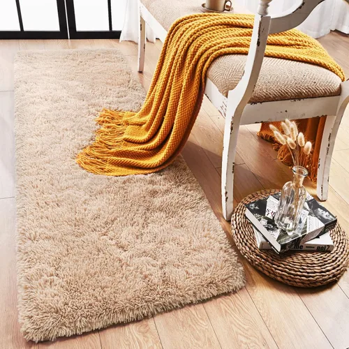 Miniatura 54 de Alfombra Corredor Suave de Pelo Largo para Dormitorio, 2 x 6 pies, alfombras esponjosas con parte inferior antideslizante para pasillo, junto a