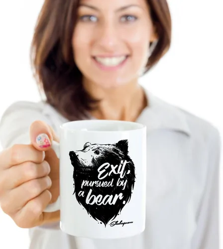 Miniatura 2 de Exit Pursued By Bear - Taza divertida de teatro con cita de Shakespeare (11 onzas)