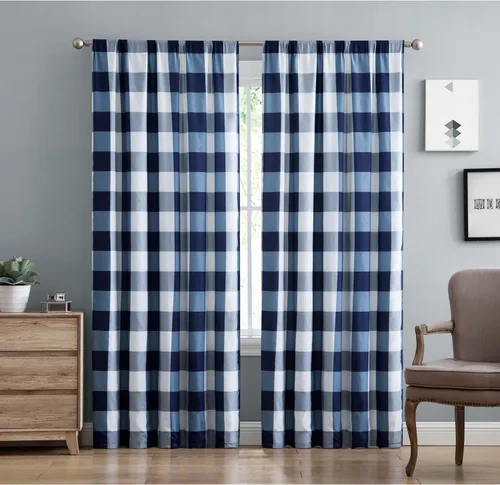 Miniatura 5 de TRULY SOFT Everyday Buffalo Plaid Black Polyester - Par de paneles de 2 piezas, con temática a cuadros, para hombres y mujeres, certificado Oeko-TEX
