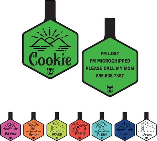 Miniatura 10 de Placa de identificación silenciosa de silicona personalizada con 5 líneas de identificación de mascotas grabadas profundas, duradera, sin sonido