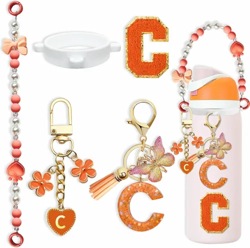 Miniatura 40 de Lindo Juego de Dijes de Letras para Botella de Agua Owala de 24oz, 32oz, 40oz, Owala Kids y Vaso de Café, FreeSip – Incluye Correa con Asa, para Rosa