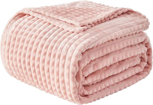 Miniatura 11 de EMME Manta de vellón, manta jacquard 3D para sofá y cama, manta suave, acogedora y esponjosa, ligera, de franela de lujo con diseño de cuadrícula