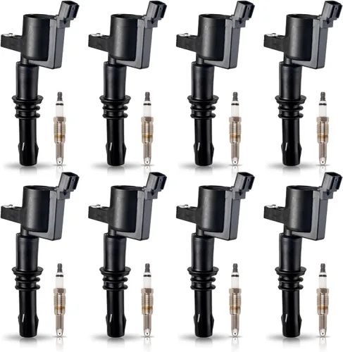 ENA - Juego de 8 bujías de platino y 8 bobinas de encendido compatibles con Ford F150, F-150 Expedition, F-250 Super Duty, F-350 Super Duty 8