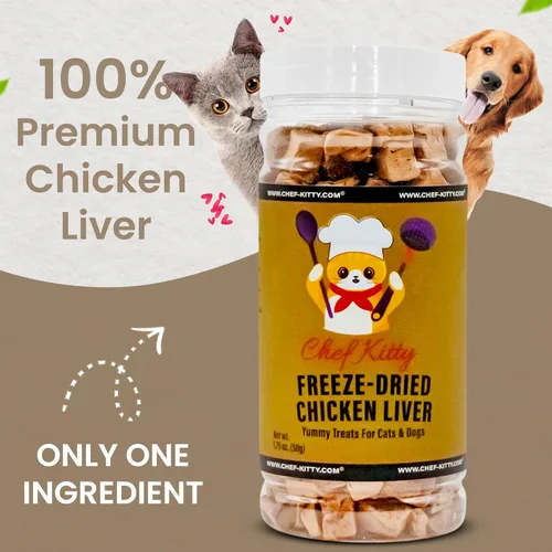 Miniatura 2 de Golosinas de hígado de pollo liofilizadas para gatos y perros, 100% grado humano, un solo ingrediente, alto en proteínas, aperitivo saludable, sin