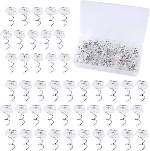 NEBURORA 100 piezas de pasador giratorio de tapicería con cabeza de rosa transparente para fundas, faldas de cama, fundas de muebles de automóvil en