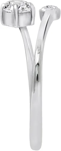 Miniatura 4 de Anillo de plata de ley chapada en platino con circonita Swarovski y 2 piedras de corte redondo