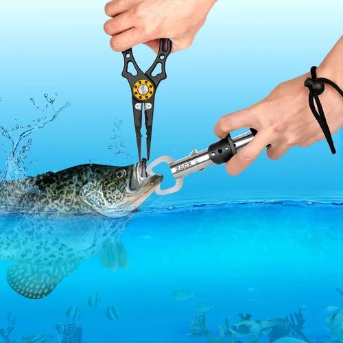 Miniatura 2 de ZACX Alicates de agarre de labios de pez, removedor de gancho multifunción mejorado y alicates de anillo dividido para pesca con mosca, pesca