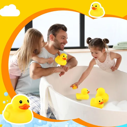Miniatura 6 de Deekin 10 piezas de patos de goma amarillos grandes a granel grandes de pato chirriante de goma bañera flotante para decoración de fiesta