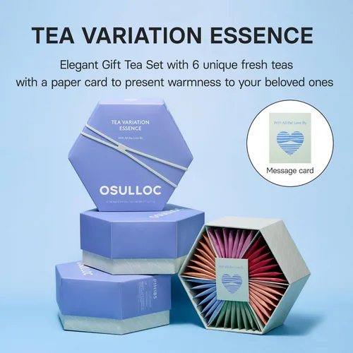 Miniatura 2 de OSULLOC Esencia de variación de té (42 unidades, 6 tipos x 7 ea), guía de regalos de Navidad, juego de regalo de té premium, tarjeta especial
