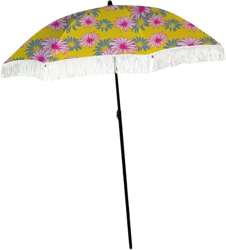 Miniatura 37 de Sombrilla de playa para arena, resistente al viento, con bolsa de anclaje de arena, portátil, flecos, bolsa de mezclilla, cuenta con parte inferior