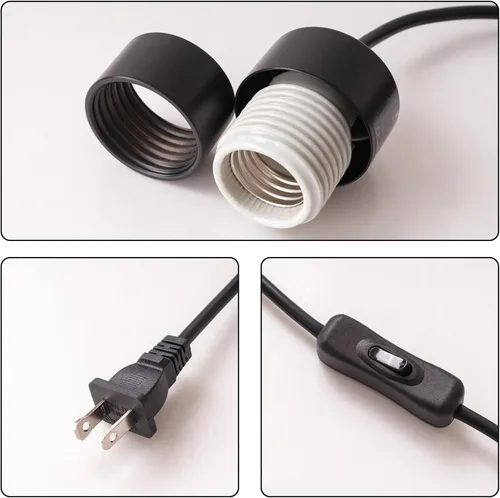 Miniatura 5 de Lámpara colgante de enchufe industrial con interruptor de encendido/apagado, lámpara de techo de granja, lámpara de techo vintage, lámparas de metal
