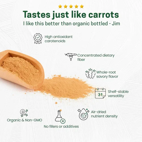 Miniatura 4 de Z Natural Foods Polvo de zanahoria orgánico, polvo de superalimento natural para la visión y la salud del corazón, ideal en jugos, batidos