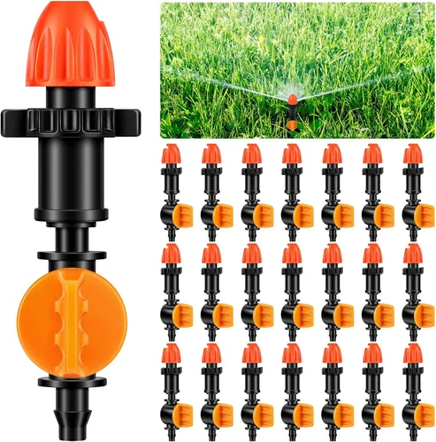 Miniatura 8 de 10 cabezales de micro aspersor de 180 grados, emisores de pulverización de riego por goteo ajustables para tubos de 1/4 de pulgada, goteros de flujo