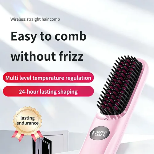 Miniatura 5 de Go Brush Pro 2026 Cepillo alisador de cabello inalámbrico, mini alisador de viaje de calor rápido de 30 segundos con 3 ajustes de temperatura