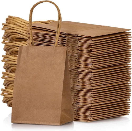 Miniatura 4 de Pequeña bolsa de papel lavanda con asa para recuerdos de fiesta, 6 x 4.5 x 2.5 pulgadas, para boda, cumpleaños, bolsa reciclada, paquete de 24