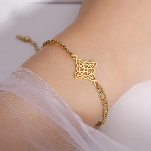 Miniatura 8 de Pulsera de nudo de bruja, nudo celta, símbolo de Wicca pagana, nudo mágico, pulsera de joyería de brujería, pulsera de acero inoxidable ajustable