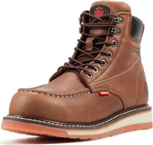 Miniatura 7 de SUREWAY Mens Heavy Duty Soft/Composite/Steel Toe Work Boots for Men-Comfortable,GoodyearWelt,Full Grain Leather,6 in Wedge Moc Toe Construction