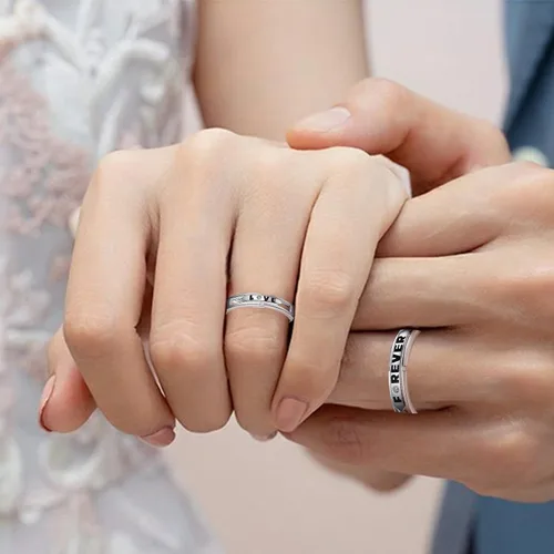 Miniatura 21 de Couples Rings Set Matching Promise Rings Adjustable Wedding Trendy Titanium Stainless Steel Rings for Couples Valentines Day Jewelry