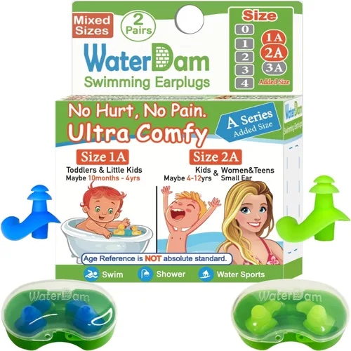 Miniatura 10 de WaterDam A-Series - Tapones de natación para los oídos, ultra cómodos, grandes, impermeables