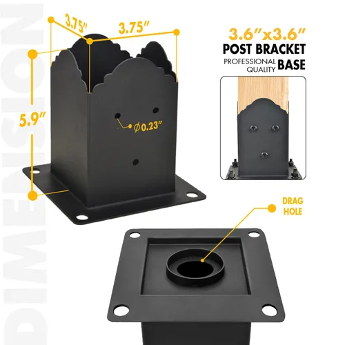 Miniatura 2 de Creative Design - Base de poste de 4 x 4 pulgadas, soporte cuadrado para buzón de valla, base de poste atornillada, anclaje de tierra para poste