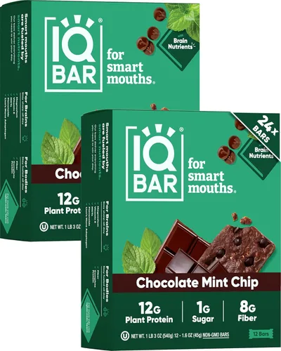 Miniatura 14 de IQBAR - Barras de proteínas para el cerebro y el cuerpo a base de plantas - Banana y nuez - 24 unidades - Keto, veganas, bajas en carbohidratos