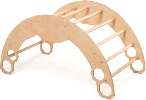 Miniatura 6 de WOOD&ROOM Arco de escalada de madera con cojín - Balancín escalador - Balancín de arco de madera interior con almohada - Puente Montessori