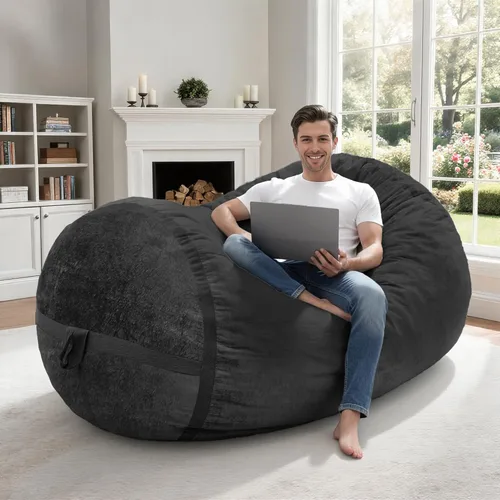 Miniatura 16 de Homguava Puf gigante de 2 pies para adultos con relleno de espuma viscoelástica, puf con funda de piel sintética suave, cómoda puf para sala