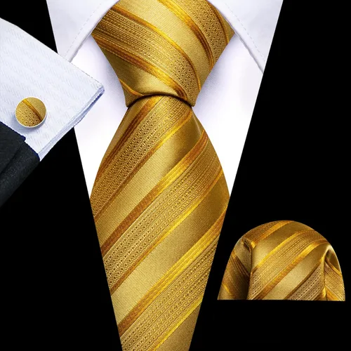 Miniatura 284 de Barry.Wang Juego de corbatas para hombre, corbata de seda a rayas, tejido a cuadros, gemelos formales, negocios, boda