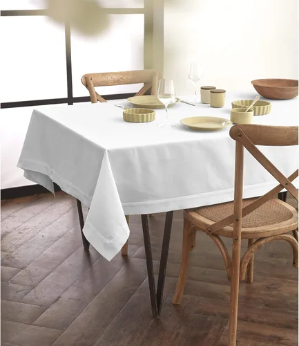 Solino Home Dru – Camino de mesa de lino de algodón Zoe y Florence, manteles individuales y servilletas de cena 01: Blanco