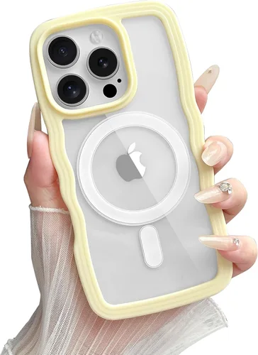 Miniatura 36 de Yeddabox Magsafe - Funda compatible con iPhone 13, diseño de ondas, lindo marco de colores de caramelo con ondas de agua, a prueba de golpes