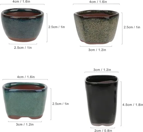 Miniatura 2 de Maceta Bonsai 8/12/20 piezas Mini macetas esmaltadas suculentas 1.6 pulgadas