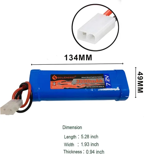 Miniatura 2 de Batería NiMH de 7.2 V 3800 mAh de 6 celdas para autos RC Hobby batería con conector Tamiya para automóvil, camión, camión, tanque de buggy, avión