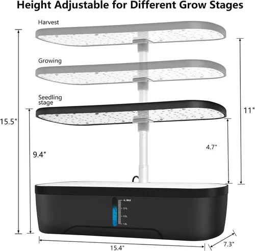 Miniatura 5 de Sistema de cultivo hidropónico, jardín de hierbas interior, 12 cápsulas Sistema de cultivo hidropónico, kit de jardín de hierbas sistema