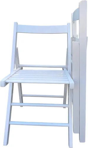 Miniatura 4 de DSHADE Juego de 2 sillas plegables de madera de listones plegables para eventos especiales, sillas plegables de fiesta de estilo plegable para Blanco