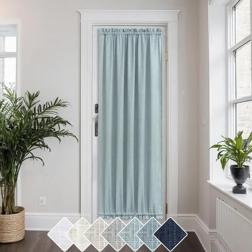 Miniatura 33 de KOUFALL Cortinas de luz lateral para puerta de 72 pulgadas de largo para ventanas laterales, mezcla de lino, protección de privacidad, filtrado