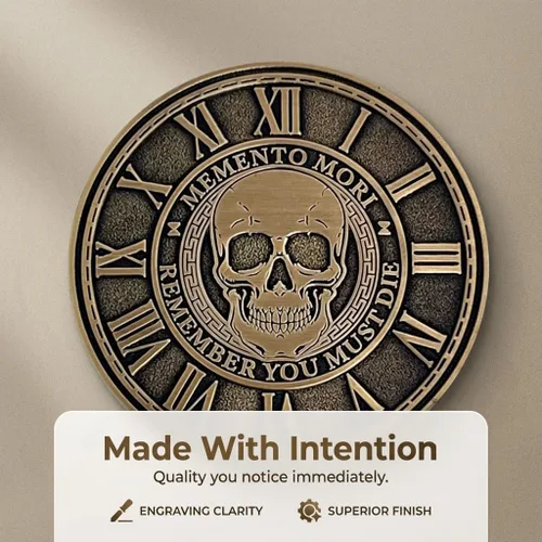 Miniatura 7 de Memento Mori Medallón de moneda estoicismo, regalo Amor Fati Metal Gold Color Token EDC Challenge Stoic Reminder Colgante Momento Mori Regalo