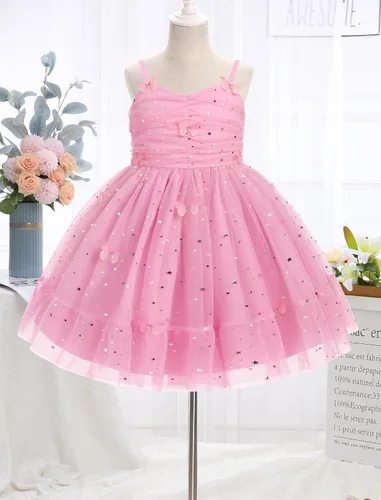 Miniatura 62 de IMEKIS Vestido de princesa de cumpleaños para niña pequeña, confeti brillante, bohemio, arco iris, pastel, sesión de fotos, traje para 1-6T