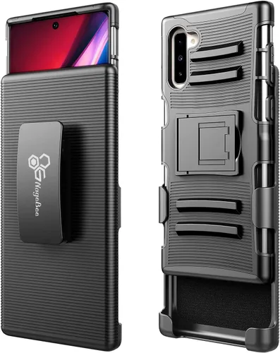 Miniatura 5 de NZND Funda para Galaxy Note 10 con clip para cinturón con protector de pantalla (película de TPU flexible), resistente a prueba de golpes Armor
