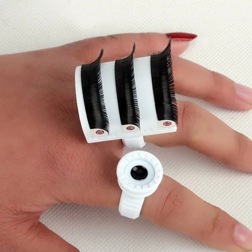 Miniatura 2 de Pestañas postizas en forma de U Anillo Tira de pestañas postizas Extensión de Pallet Pegamento Holder Set Herramienta de dedo con escala