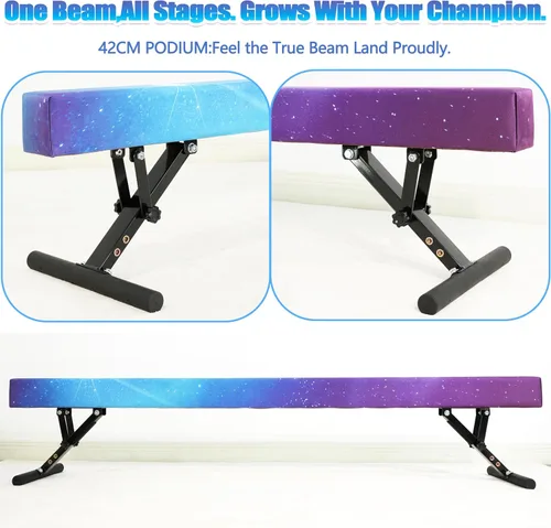 Miniatura 8 de FC Funcheer - Viga de equilibrio ajustable para niños - Viga de gimnasia de 8 pies - Viga de piso alto y bajo para todos los niveles de gimnasia
