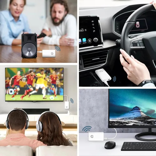 Miniatura 6 de Transmisor Receptor Bluetooth 5.3 Actualizado, Adaptador Inalámbrico Bluetooth 2 en 1 Portátil, Adaptador Aux Portátil para Coche, Receptor de Audio