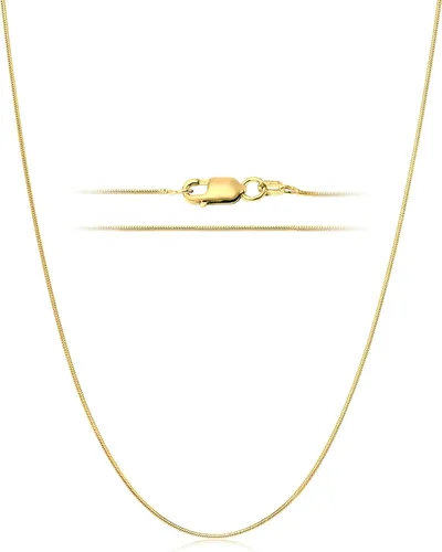 PORI JEWELERS Cadena de serpiente italiana mágica de plata de ley 925 de 0.039 pulgadas, 8 caras, para mujer, fabricada en Italia