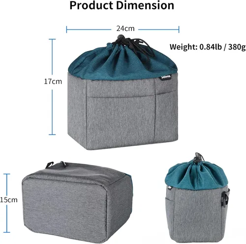 Miniatura 6 de Selens Bolsa para cámara para mochila, a prueba de golpes, bolsa de inserción DLSR SLR, bolsa organizadora de protección resistente al agua