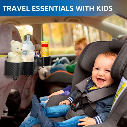 Miniatura 2 de OUSHASAA Organizador de reposacabezas de asiento trasero 3 en 1 con portavasos de asiento trasero de 3.7 pulgadas para automóvil, organizador