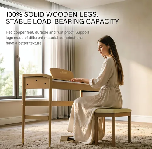 Miniatura 2 de Teclado de piano con peso de 88 teclas con soporte de madera maciza, piano de teclado eléctrico para el hogar para adultos y principiantes, incluye