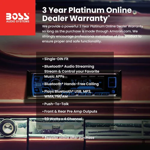 Miniatura 2 de Boss Audio Systems 611UAB - Estéreo multimedia para auto - Un solo Din, audio Bluetooth y llamadas manos libres, micrófono incorporado, reproductor