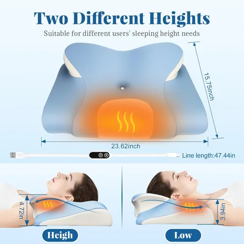 Miniatura 6 de Almohada cervical térmica para aliviar el dolor de cuello, almohada ergonómica para dormir de lado, almohadas ortopédicas de espuma viscoelástica